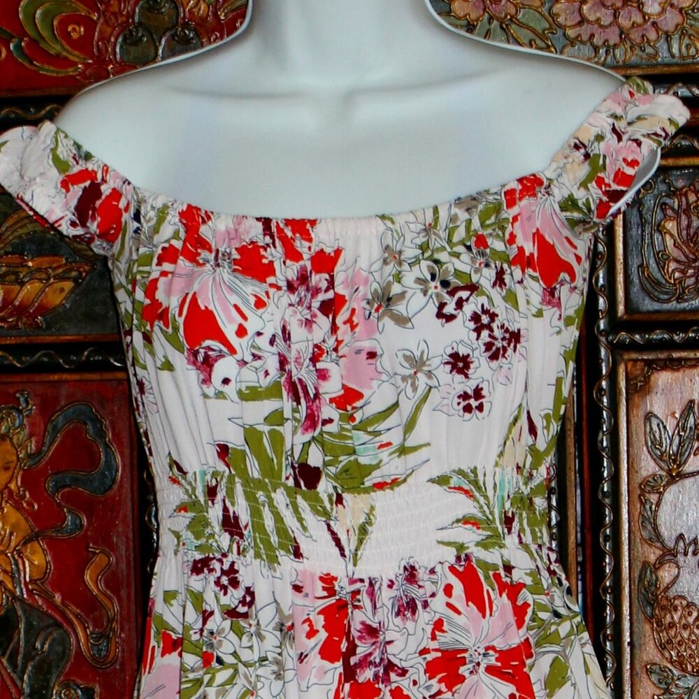 ATL Anthropologie Vienna Orchid Maxi / MIDI Tiered Floral Dress